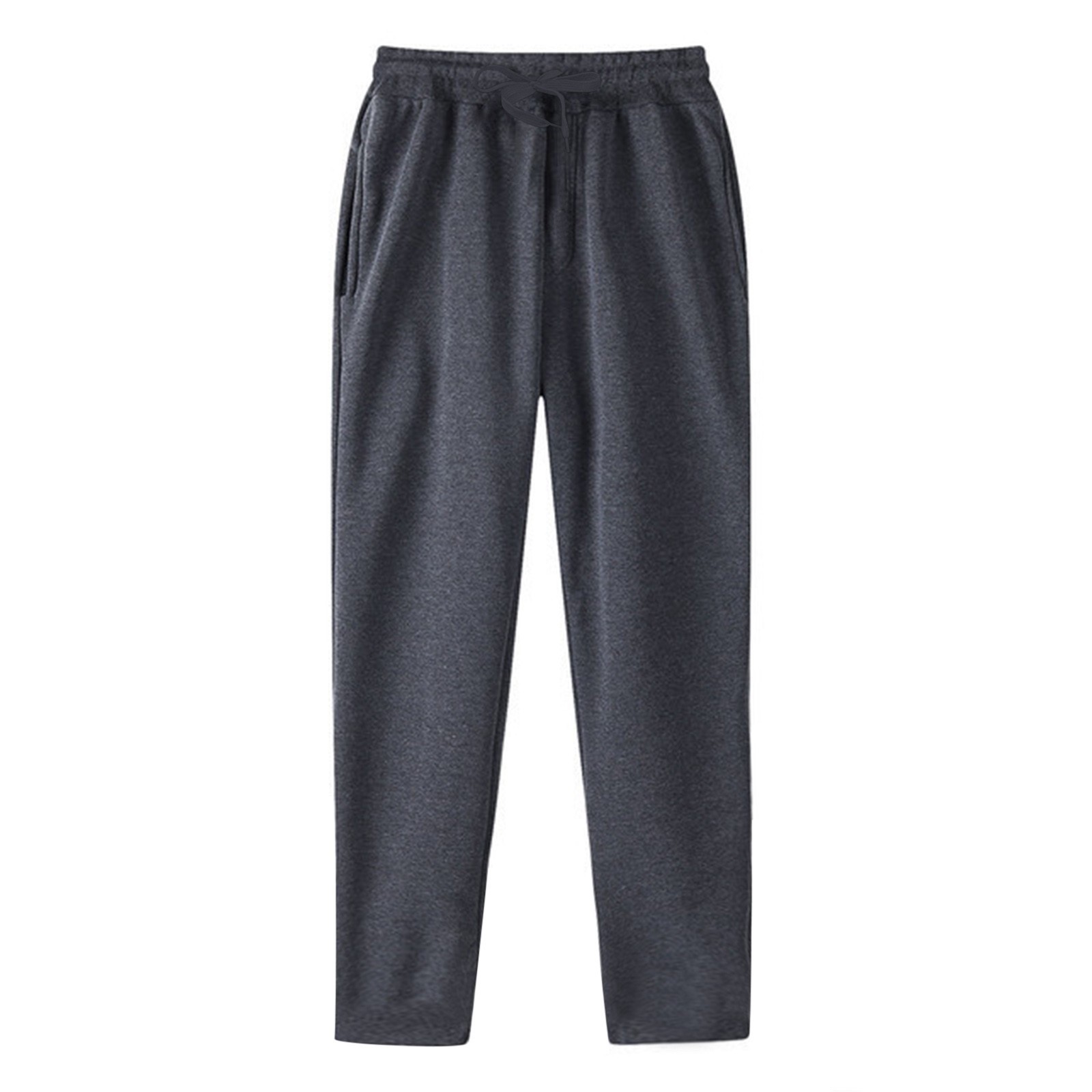 thumbnail image 4 of Pantalones informales de hombre con cordón y pierna recta: cintura elástica, tejido de poliéster, corte holgado para deporte/negocios, diseño de color liso., 4 of 4